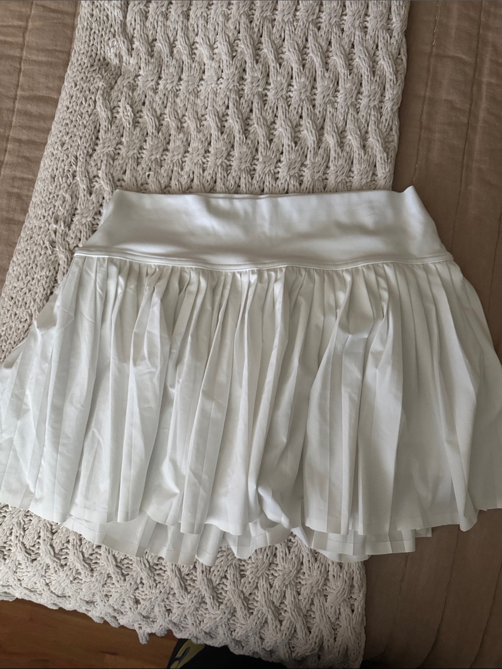 White Pleated Circle Skirt with Stretch Waistband